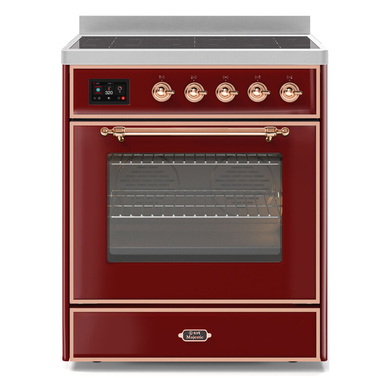 ILVE UMI30NE3BUP Majestic II 30" Induction Range (Triple Glass Door, Burgundy, Copper)