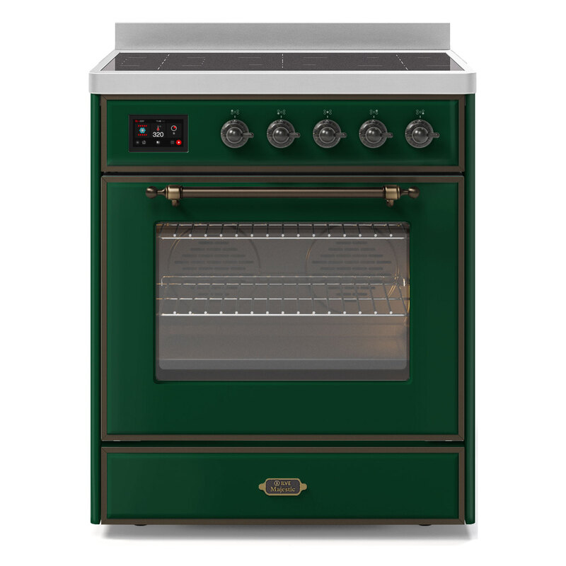 ILVE UMI30NE3EGB Majestic II 30" Induction Range (Triple Glass Door, Emerald Green, Burnished)