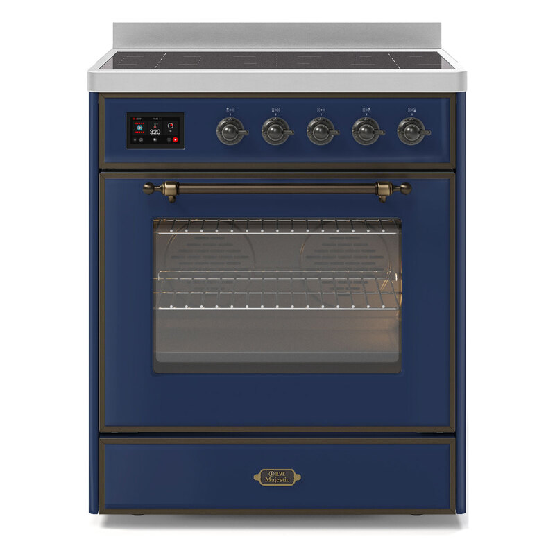 ILVE UMI30NE3MBB Majestic II 30" Induction Range (Triple Glass Door, Midnight Blue, Burnished)