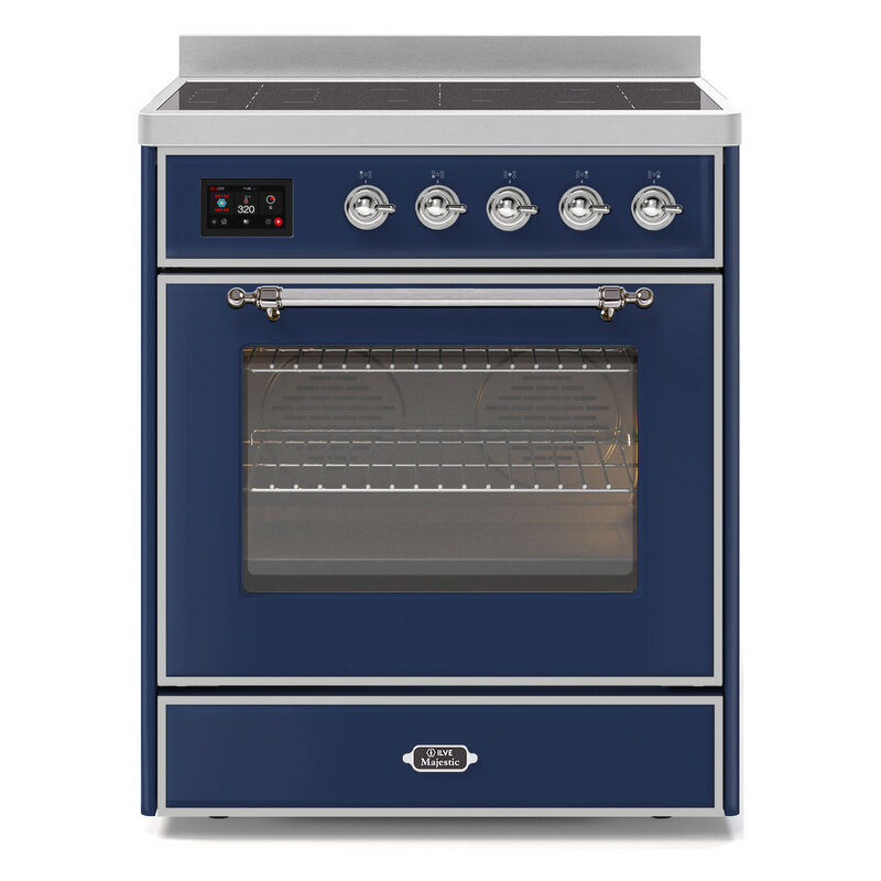 ILVE UMI30NE3MBC Majestic II 30" Induction Range (Triple Glass Door, Midnight Blue, Chrome)