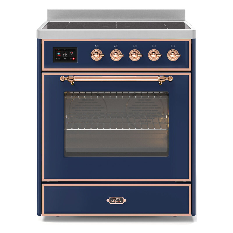 ILVE UMI30NE3MBP Majestic II 30" Induction Range (Triple Glass Door, Midnight Blue, Copper)