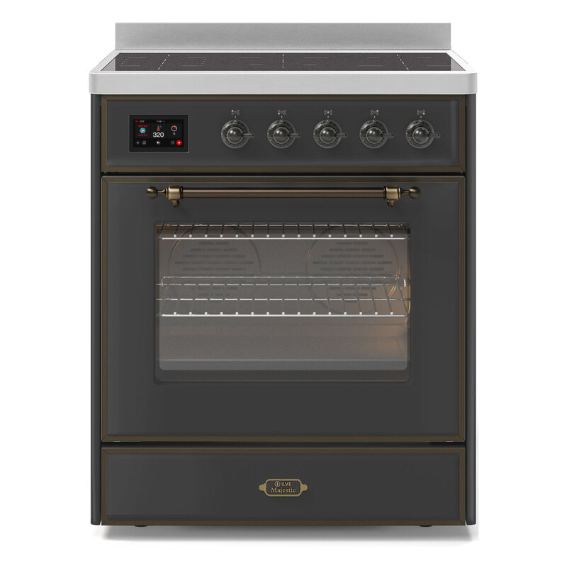 ILVE UMI30NE3MGB Majestic II 30" Induction Range (Triple Glass Door, Graphite Matte, Burnished)