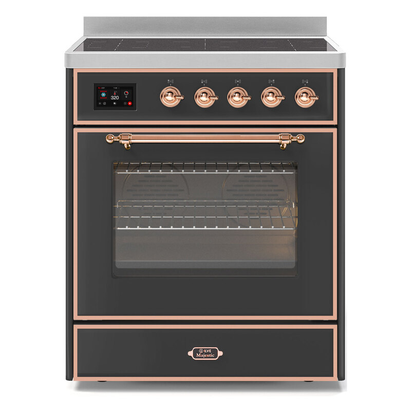 ILVE UMI30NE3MGP Majestic II 30" Induction Range (Triple Glass Door, Graphite Matte, Copper)