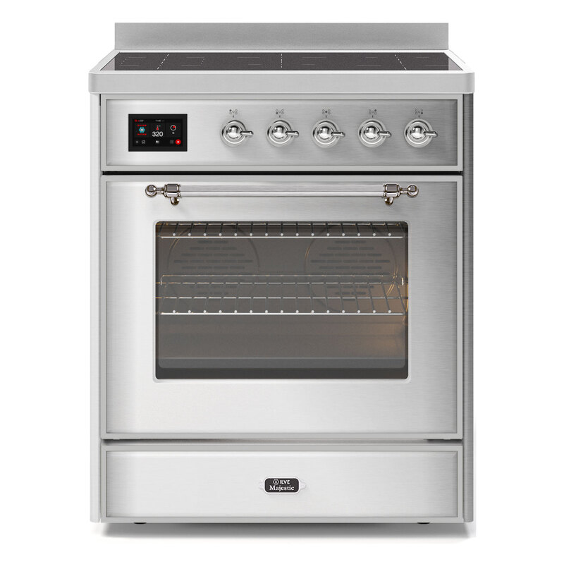 ILVE UMI30NE3SSC Majestic II 30" Induction Range (Triple Glass Door, Stainless Steel, Chrome)