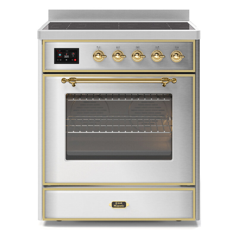 ILVE UMI30NE3SSG Majestic II 30" Induction Range (Triple Glass Door, Stainless Steel, Brass)