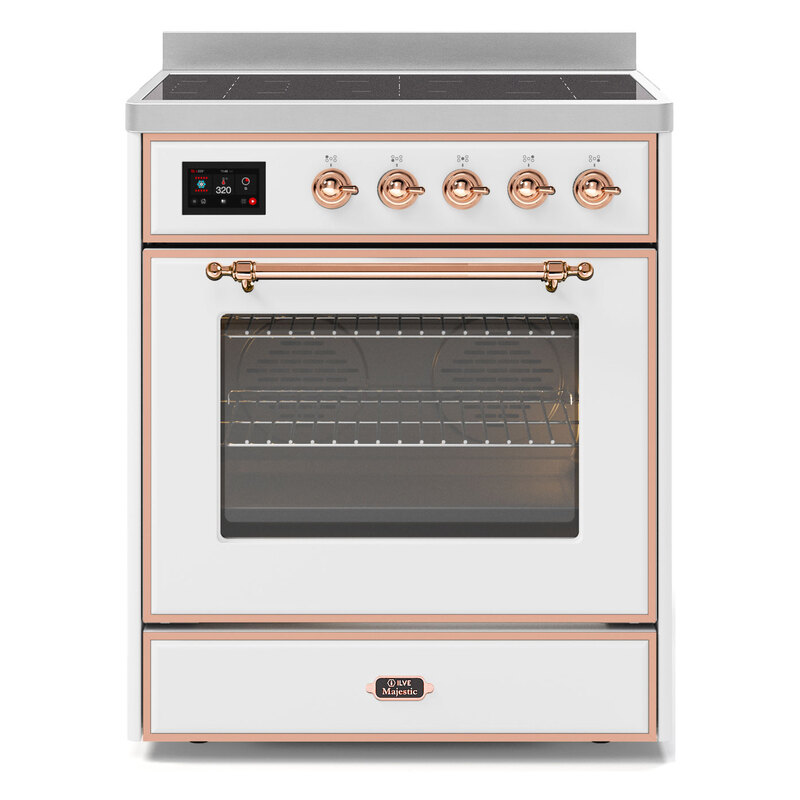 ILVE UMI30NE3WHP Majestic II 30" Induction Range (Triple Glass Door, White, Copper)