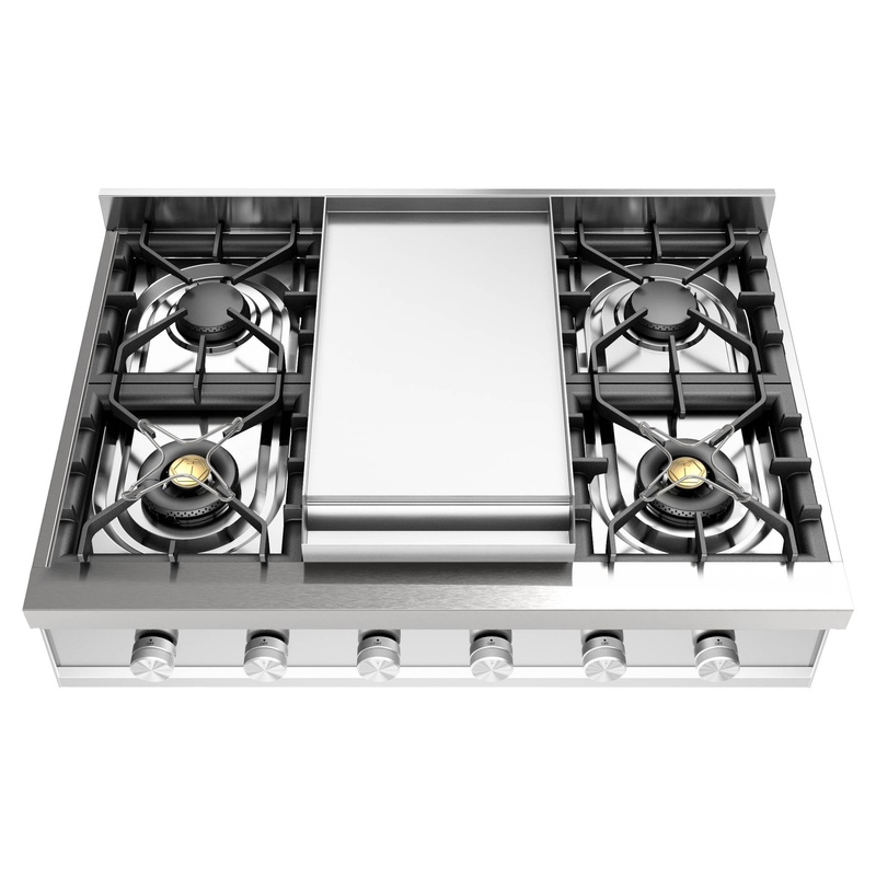 ILVE UHCP36FSSLP Professional Plus II 36 inch Built-In Gas Rangetop with Griddle, in Stainless Steel  (Liquid Propane)