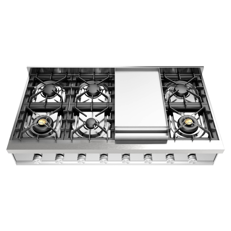 ILVE UHCP48FSSLP Professional Plus II 48 inch Built-In Gas Rangetop with Griddle, in Stainless Steel  (Liquid Propane)