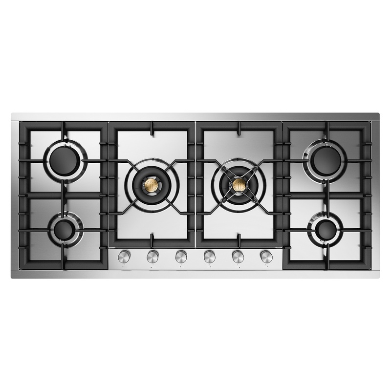 ILVE UHCPT125SSLP Professional Plus II 48 inch Built-In Gas Cooktop with Total Black Brass Burners, in Stainless Steel (6 Sealed Burners, Liquid Propane)