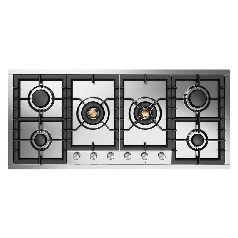 ILVE UHCPT125SS Professional Plus II 48" Built-In Gas Cooktop with Total Black Brass Burners, in Stainless Steel (6 Sealed Burners)