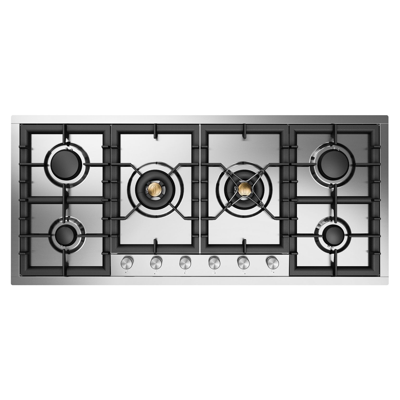 ILVE UHCPT125SS Professional Plus II 48 inch Built-In Gas Cooktop with Total Black Brass Burners, in Stainless Steel (6 Sealed Burners, Natural Gas) 1 UHCPT125SS