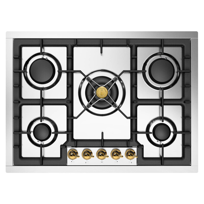 ILVE UHCPT75NSSGLP Nostalgie II 30 inch Built-In Gas Cooktop with 5 Burners, in Stainless Steel  (Liquid Propane)