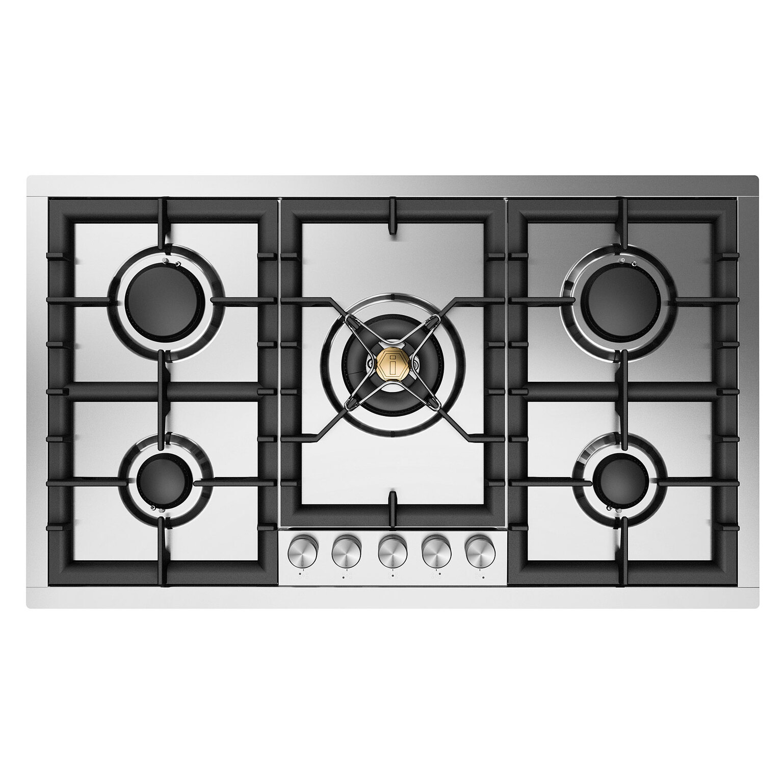 ILVE UHCPT95SS Professional Plus II 36 inch Built-In Gas Cooktop with Total Black Brass Burners, in Stainless Steel (5 Sealed Burners, Natural Gas) 1 UHCPT95SS