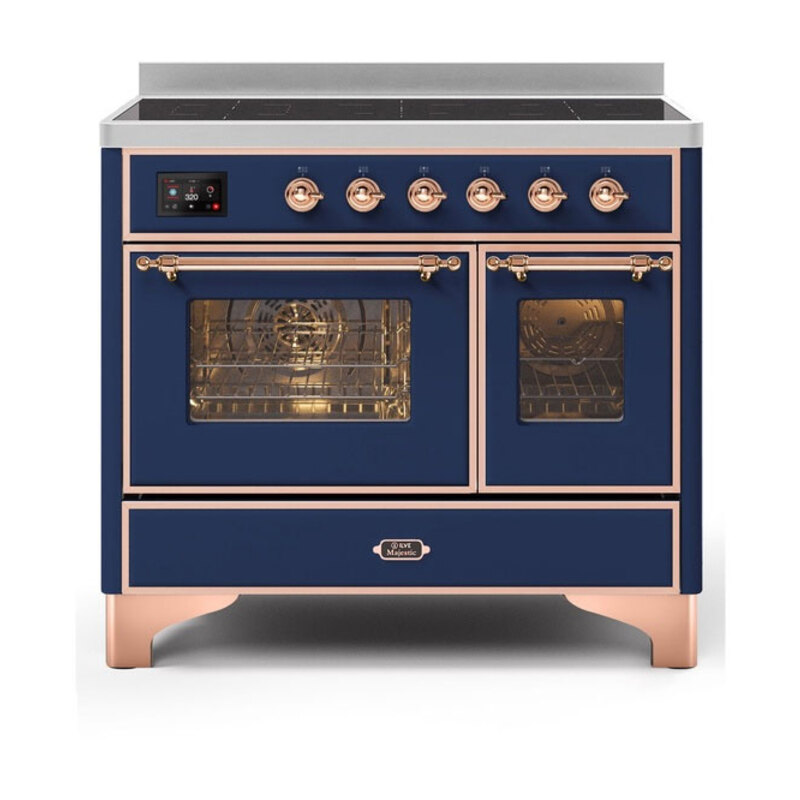 ILVE UMDI10NS3MBP Majestic II 40 inch Induction Range with 6 Elements, Booster Function, Bridge Control, Residual Heat Indicator (Triple Glass Door, Midnight Blue, Copper)