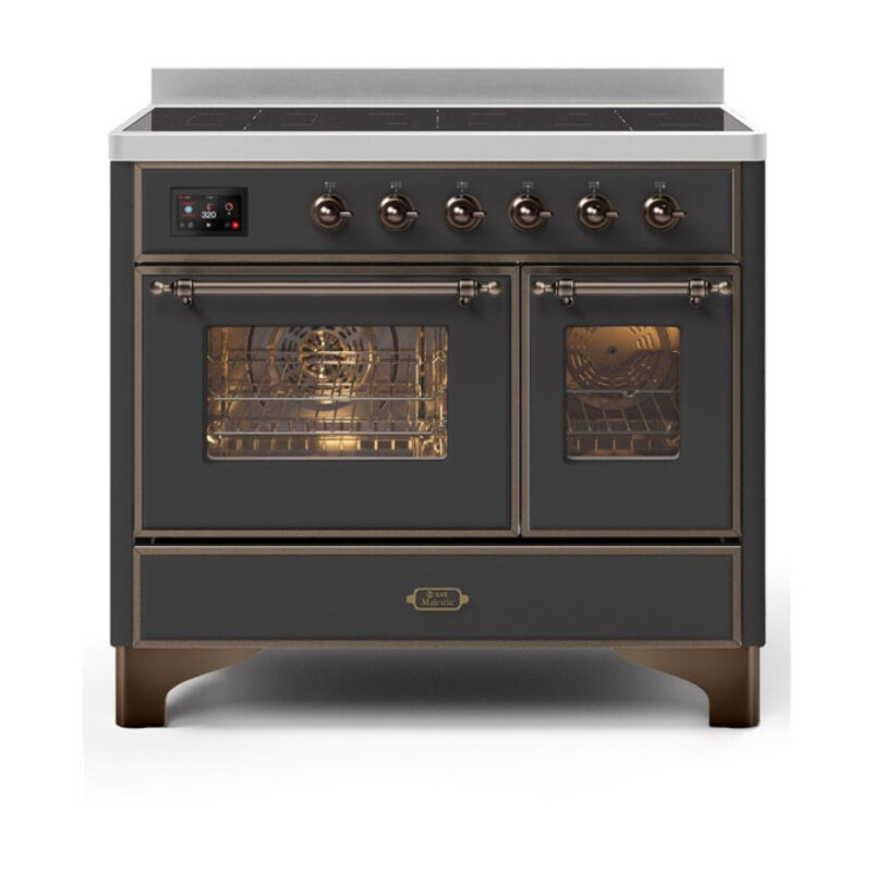 ILVE UMDI10NS3MGB Majestic II 40 inch Induction Range with 6 Elements, Booster Function, Bridge Control, Residual Heat Indicator (Triple Glass Door, Graphite Matte, Burnished)