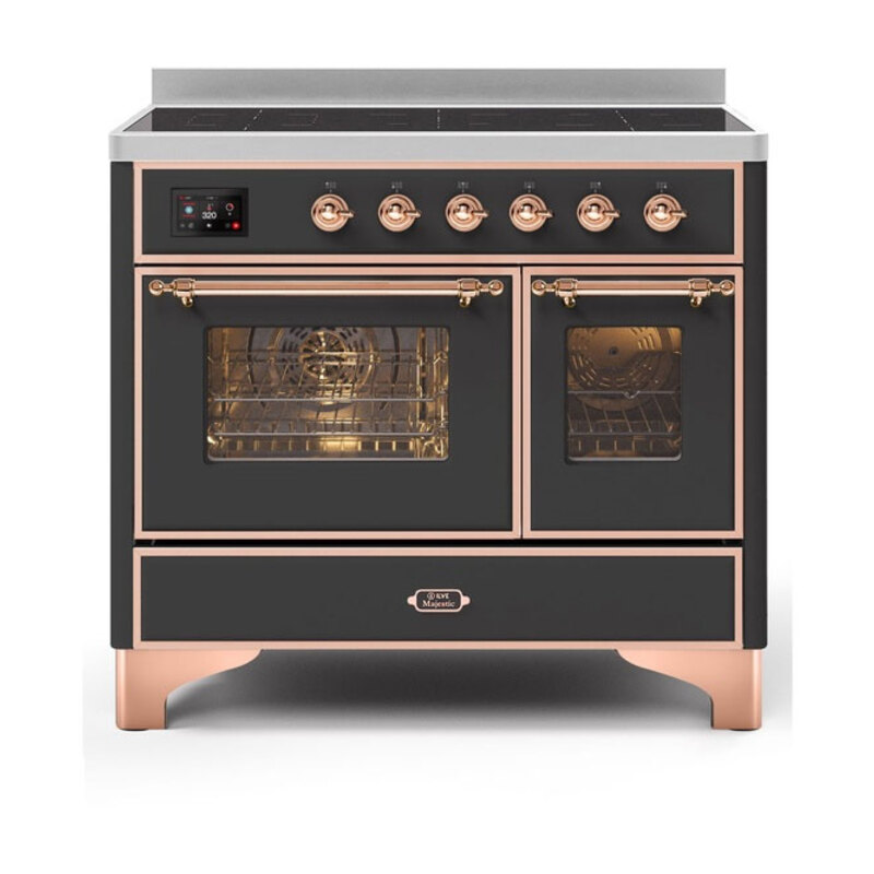 ILVE UMDI10NS3MGP Majestic II 40 inch Induction Range with 6 Elements, Booster Function, Bridge Control, Residual Heat Indicator (Triple Glass Door, Graphite Matte, Copper)