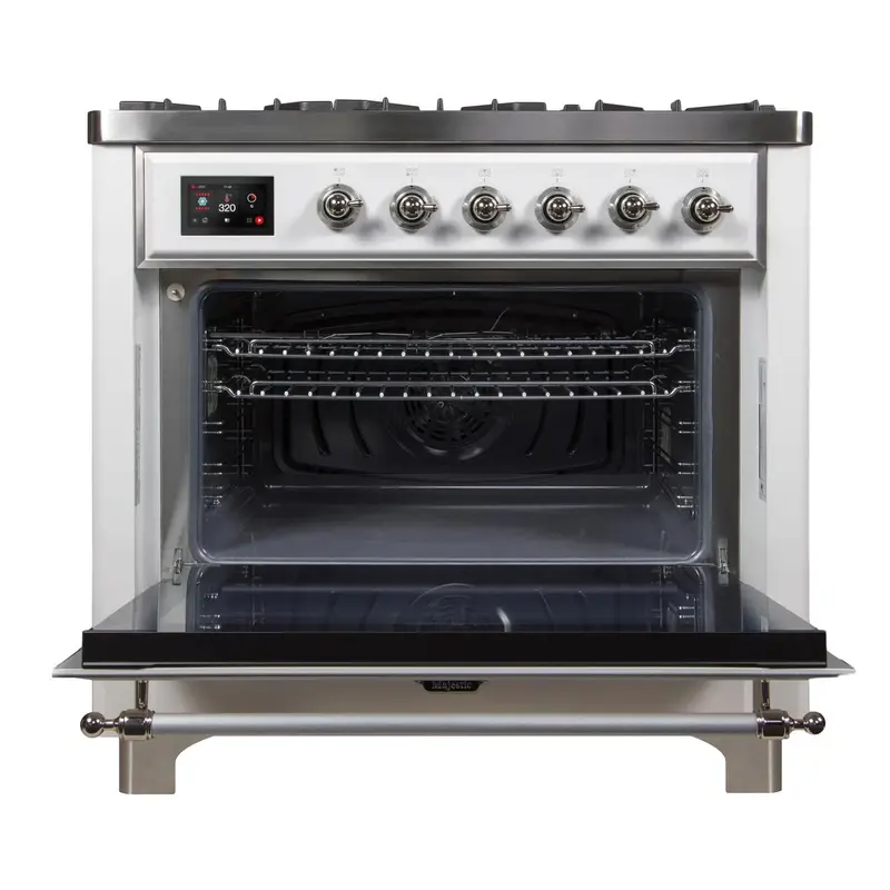 ILVE_UM09FDNS3WHCLP_Majestic_II_36"_Dual_Fuel_Range_oven_opened