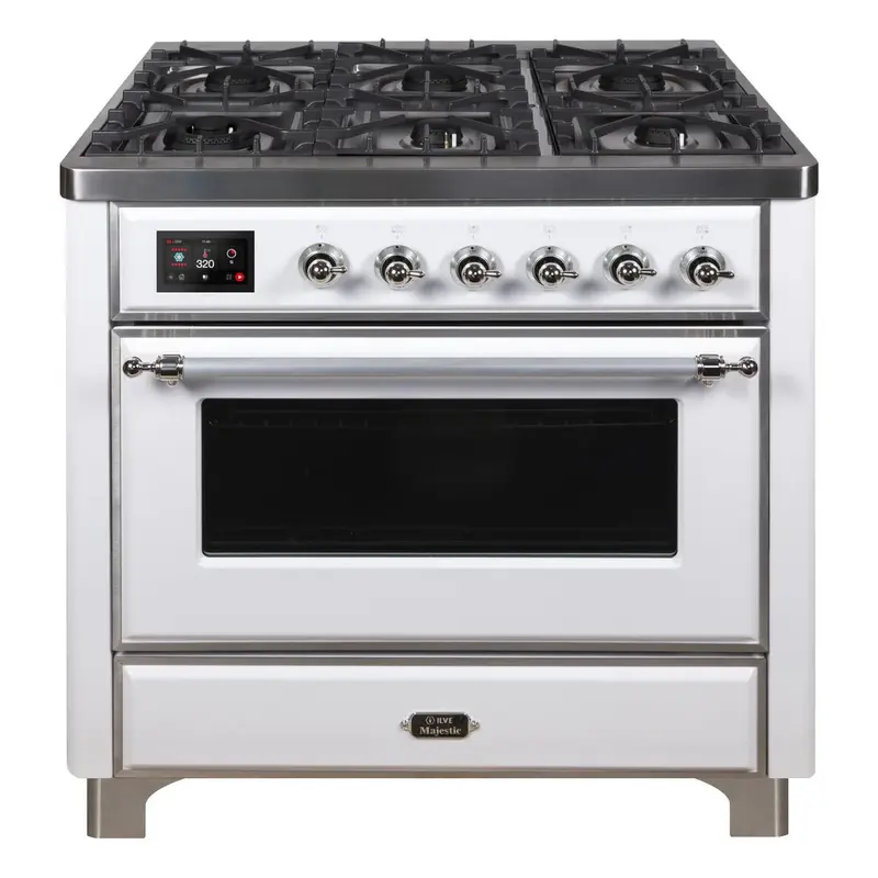 ILVE_UM09FDNS3WHC_Majestic_II_36"_Dual_Fuel_Range_front_angle