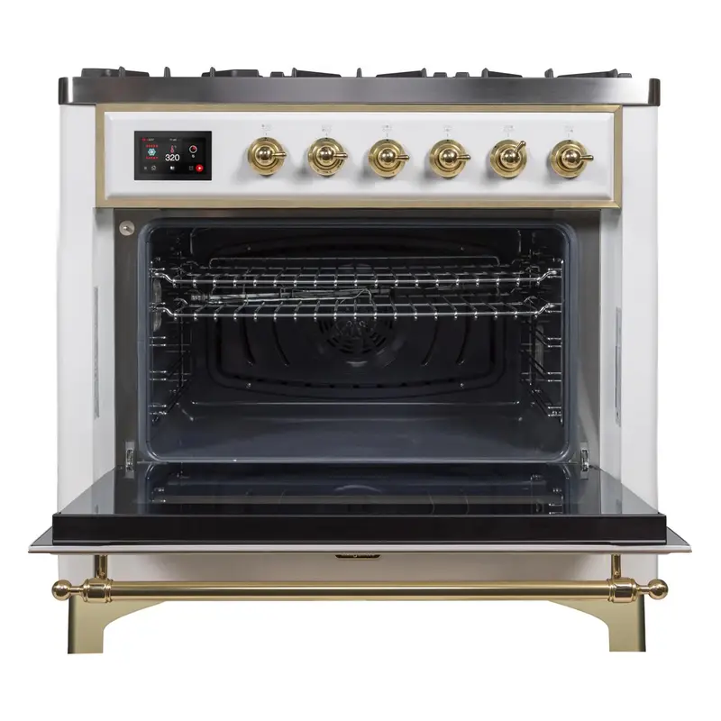 ILVE_UM09FDNS3WHG_Majestic_II_36"_Dual_Fuel_Range_oven_opened