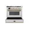 ILVE_UM09FDNS3WHG_Majestic_II_36"_Dual_Fuel_Range_drawer_opened