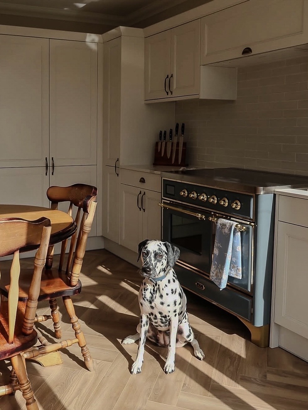 Side view of ILVE Majestic range in kitchen