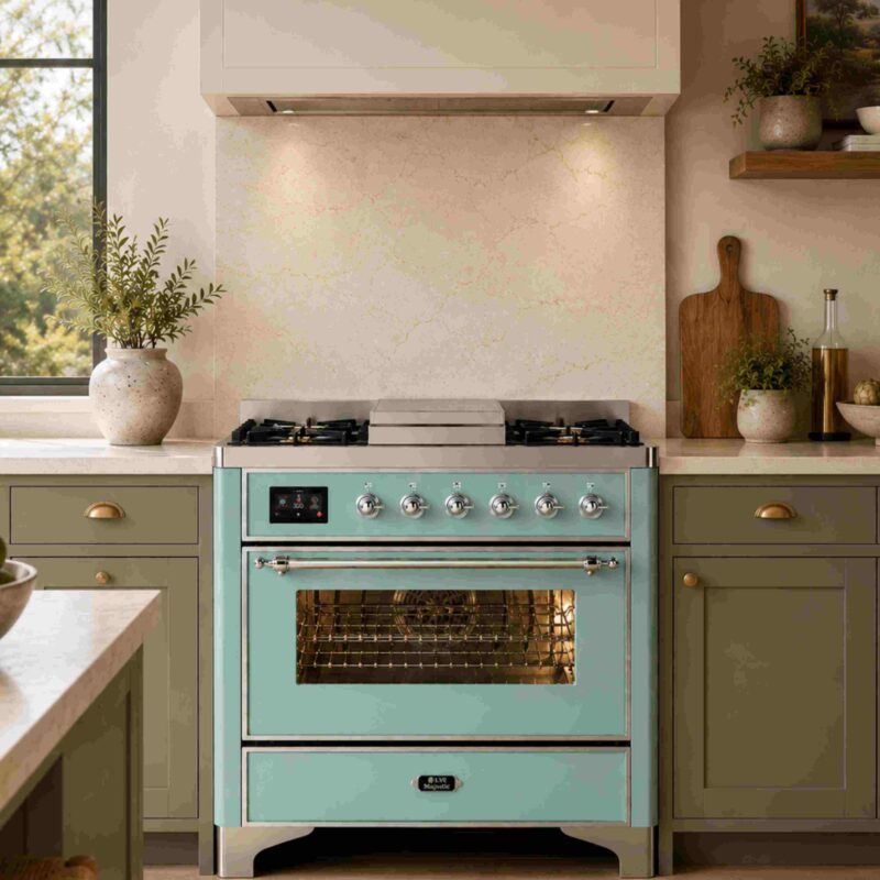 ILVE Mediterranean Mint 36 Dual Fuel Range in wood