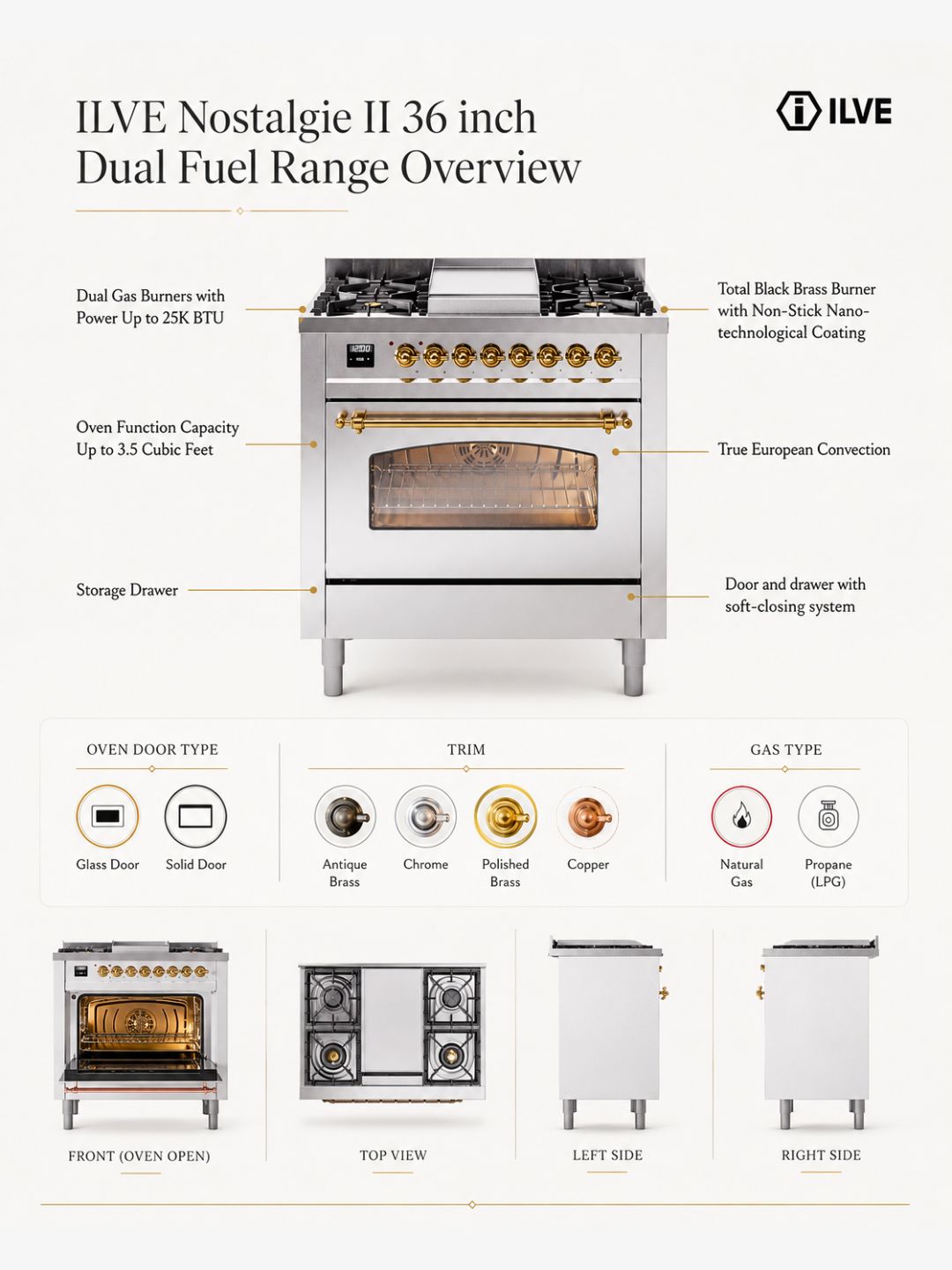 Elegant dual fuel range with features