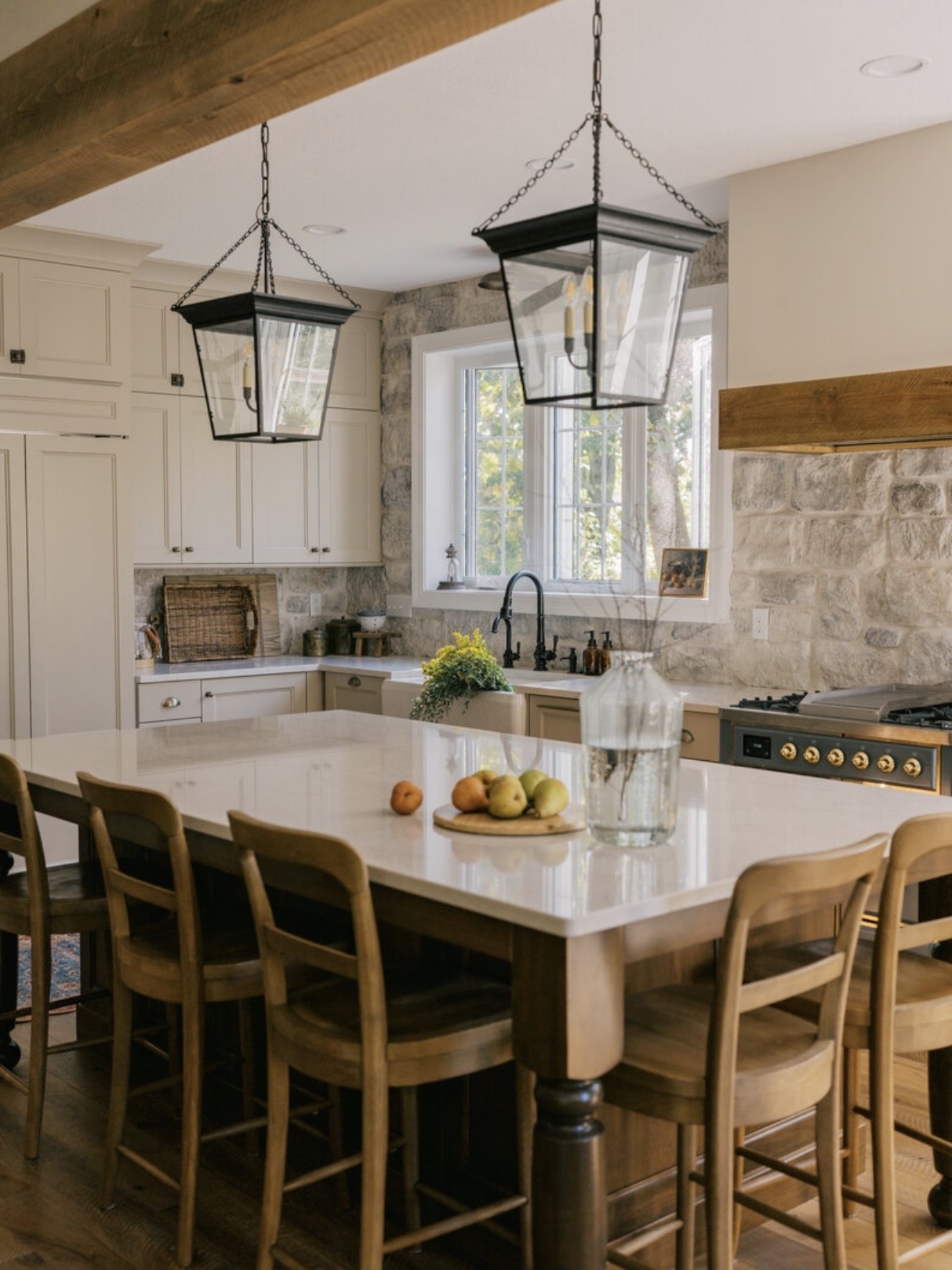 Luxury Kitchen Design island and lantern pendant shot
