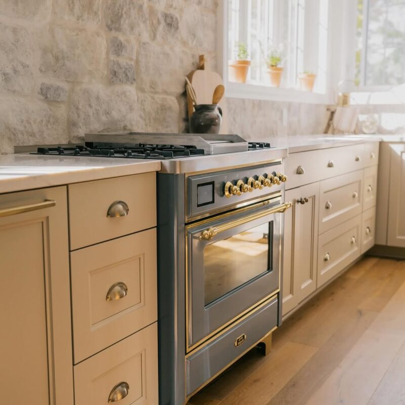 Luxury Kitchen Design majestic blue grey finish and brass trim