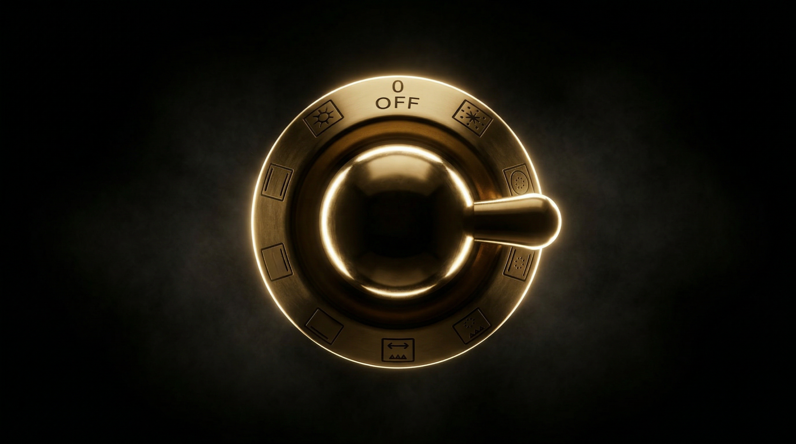 Product Reshoot ILVE Majestic III polished brass knob rendered individually isolated on a pure black edited with proper icons 1 scaled