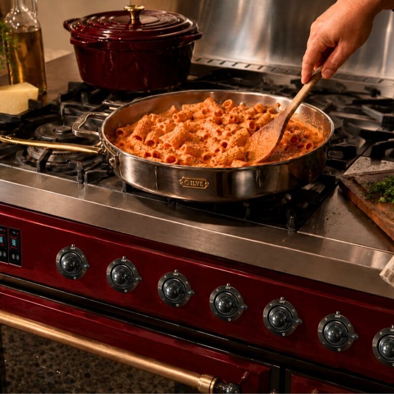 Cooking Rigatoni Alla Vodka on Majestic Range