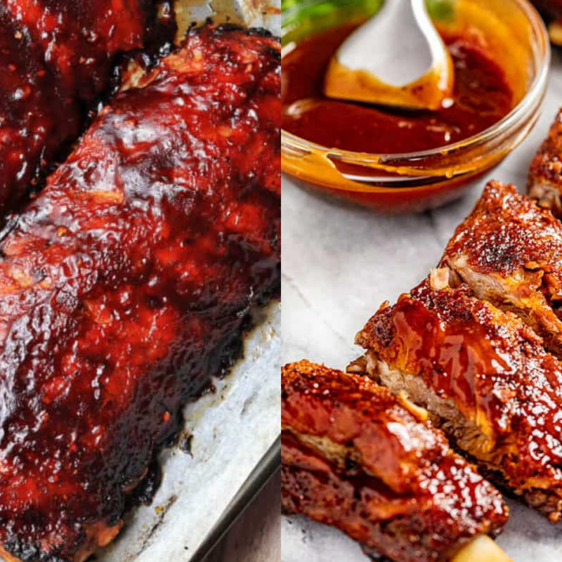 Pair your ribs with: • grilled corn • roasted potatoes • charred broccolini • creamy coleslaw • smoked baked beans For entertaining, serve on a large wood board with fresh herbs and extra sauce on the side. Suggested Image Alt Text BBQ ribs served with grilled corn, roasted potatoes, and coleslaw on a wooden serving board