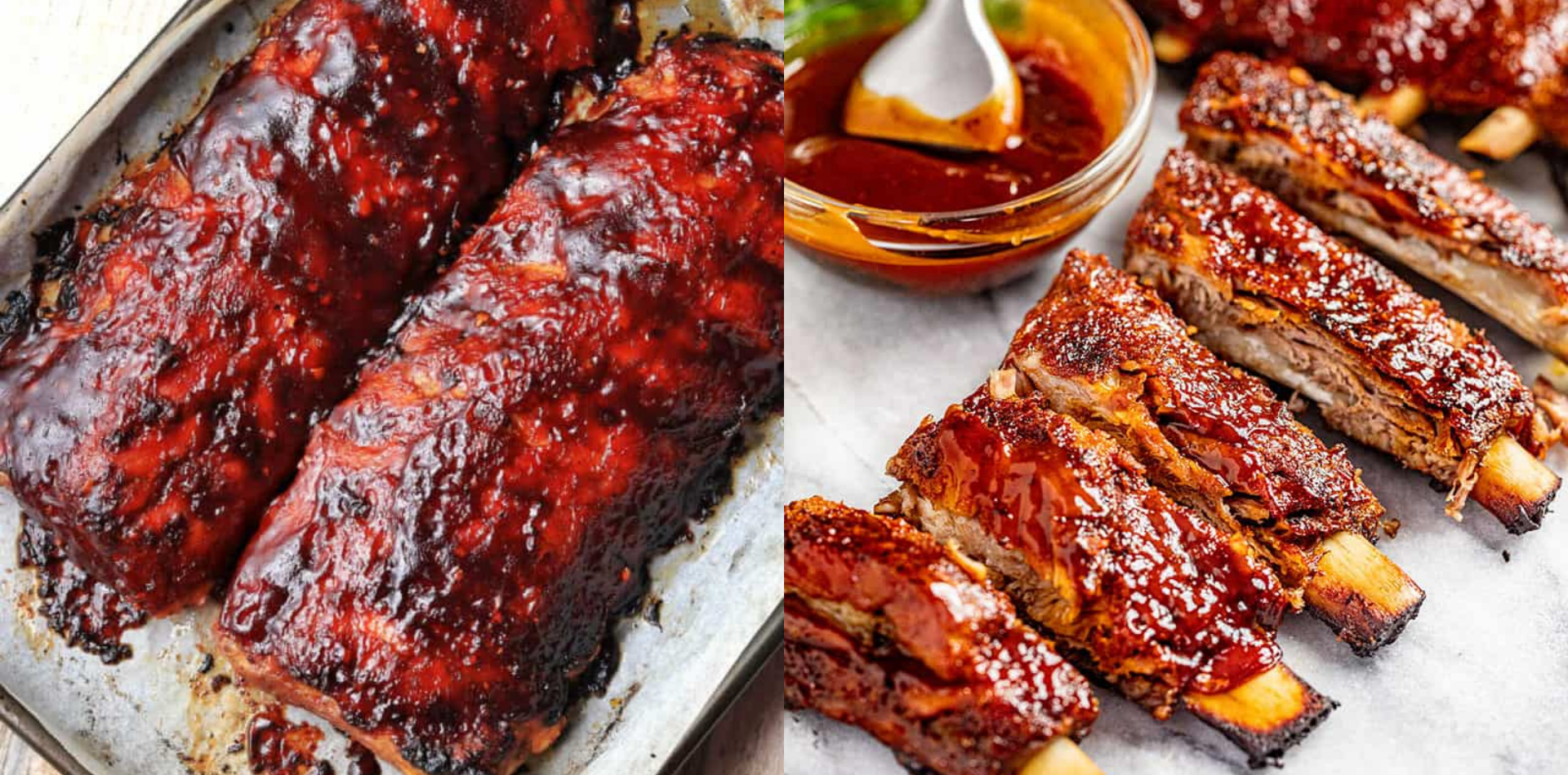 Pair your ribs with: • grilled corn • roasted potatoes • charred broccolini • creamy coleslaw • smoked baked beans For entertaining, serve on a large wood board with fresh herbs and extra sauce on the side. Suggested Image Alt Text BBQ ribs served with grilled corn, roasted potatoes, and coleslaw on a wooden serving board