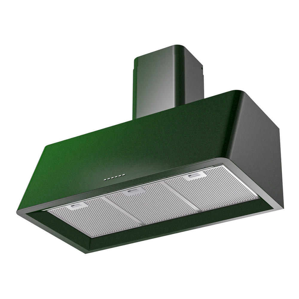 ILVE UAG36EG Nostalgie II 36 inch Wall Mount Range Hood with 600 CFM, 3 Speed + Intensive, Front LED Light Bar (Emerald Green) 3 ILVE UAG36EG Nostalgie 36" Range Hood, bottom angled view