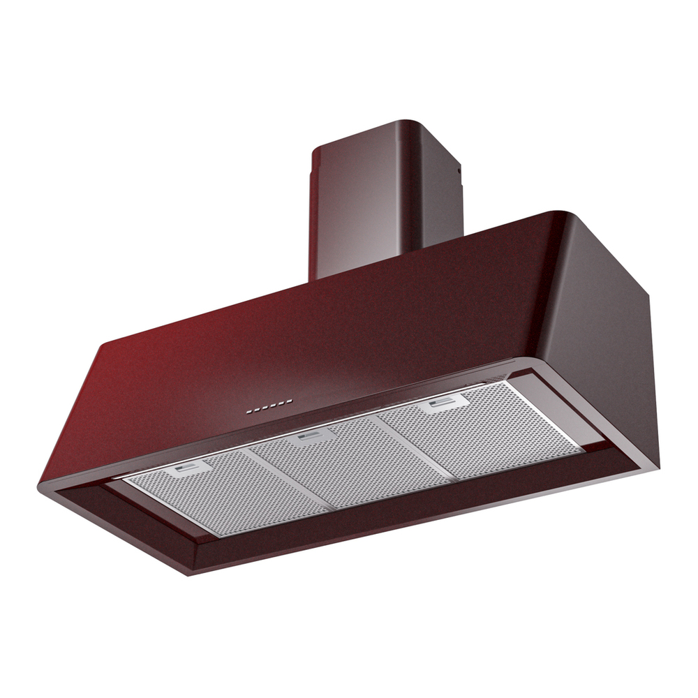 ILVE UAG40BU Nostalgie II 40 inch Wall Mount Range Hood with 600 CFM, 3 Speed + Intensive, Front LED Light Bar (Burgundy) 3 ILVE UAG40BU Nostalgie 40" Range Hood, bottom angled view