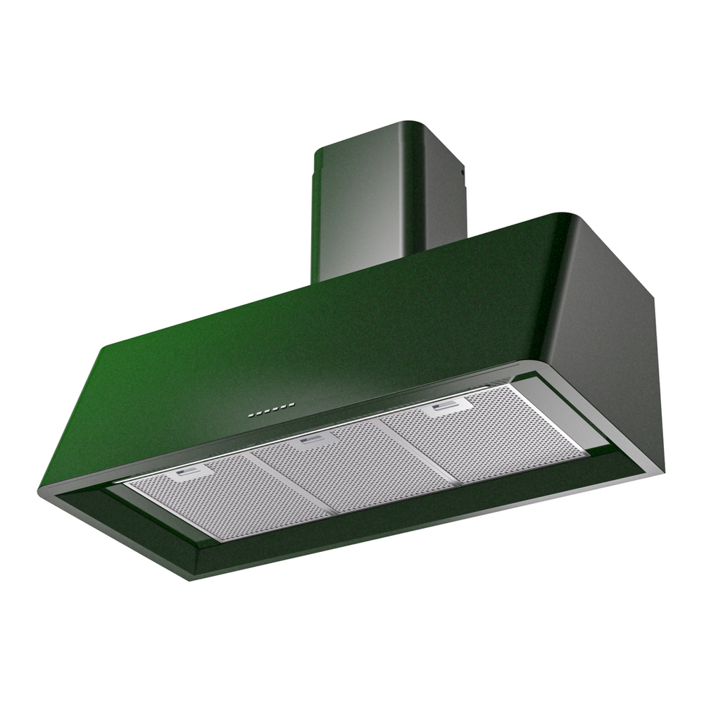 ILVE UAG40EG Nostalgie II 40 inch Wall Mount Range Hood with 600 CFM, 3 Speed + Intensive, Front LED Light Bar (Emerald Green) 3 ILVE UAG40EG Nostalgie 40" Range Hood, bottom angled view