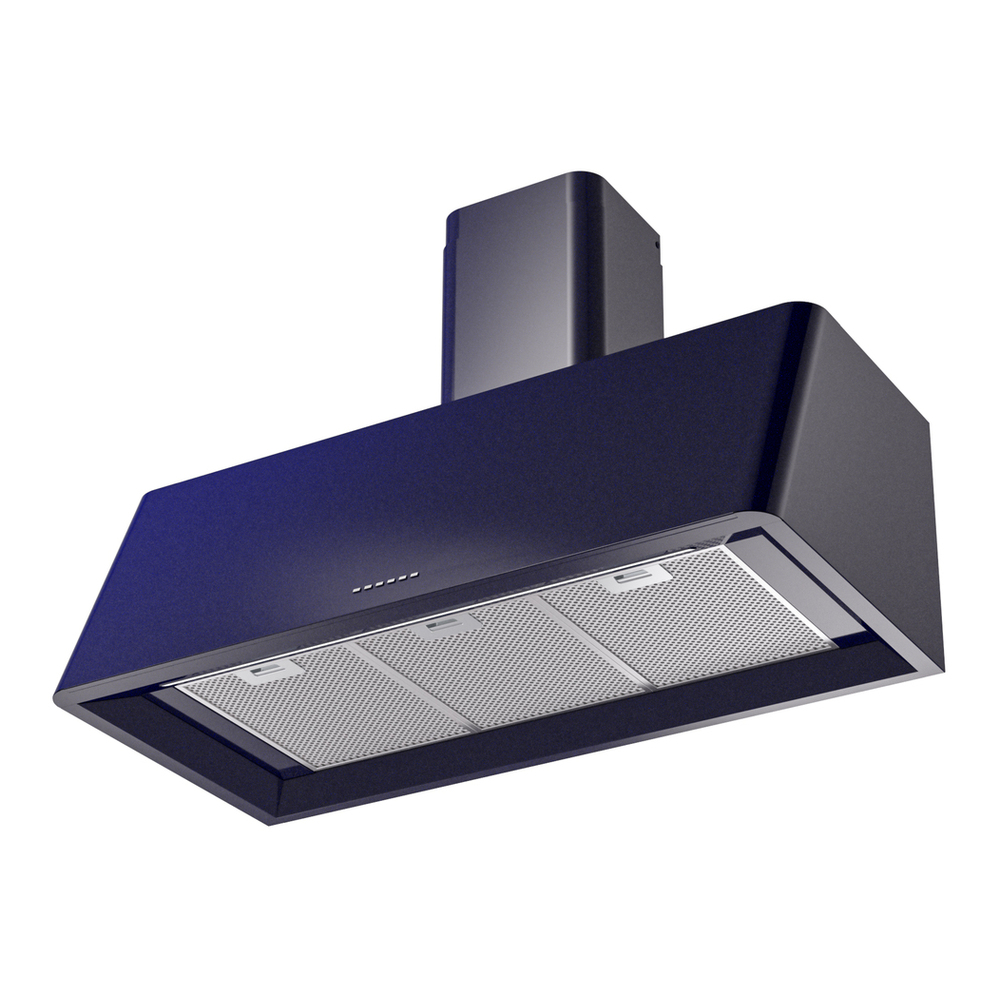 ILVE UAG40MB Nostalgie II 40 inch Wall Mount Range Hood with 600 CFM, 3 Speed + Intensive, Front LED Light Bar (Midnight Blue) 3 ILVE UAG40MB Nostalgie 40" Range Hood, bottom angled view