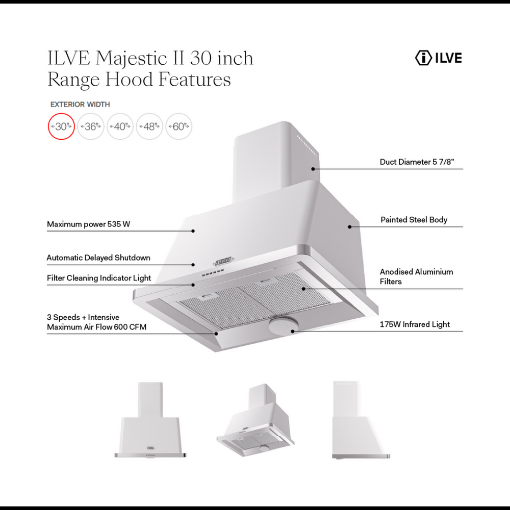 ILVE UAM76SS Majestic II 30 inch Range Hood (Stainless Steel) 2 UAM76SS - Hood Features