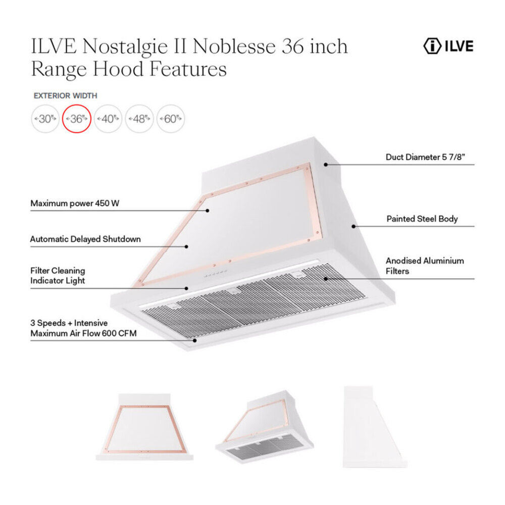 ILVE UANB36 Nostalgie II Noblesse 36 inch Range Hood