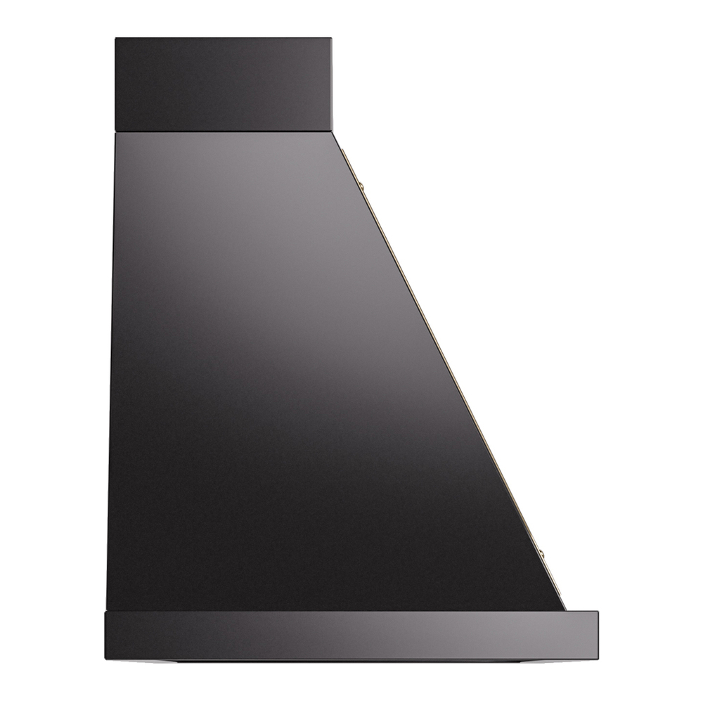 ILVE UANB48BKG Nostalgie II Noblesse 48 inch Range Hood with 600 CFM (Glossy Black, Brass) 4 ILVE UANB48BKG Nostalgie Noblesse 48" Range Hood, side view