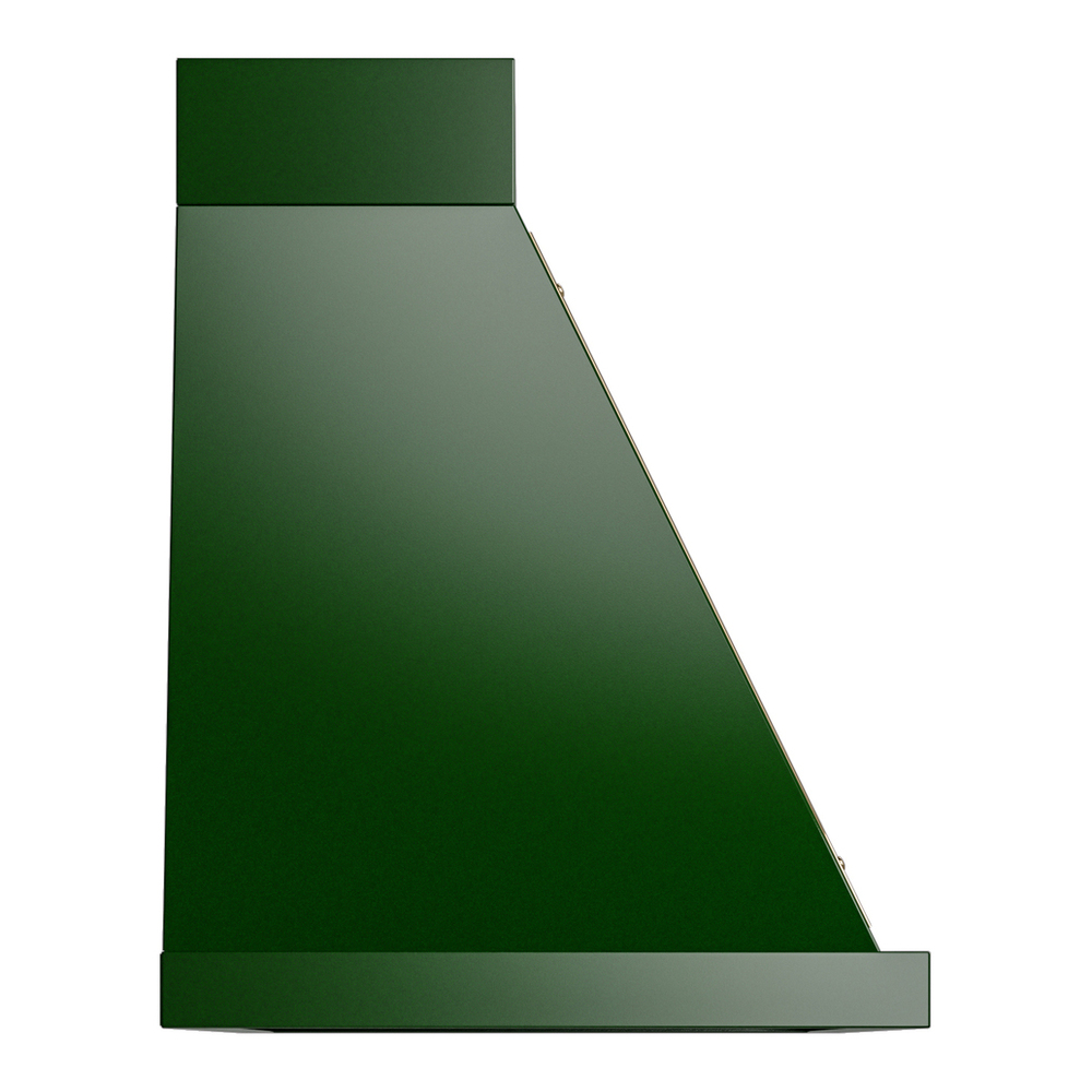 ILVE UANB48EGG Nostalgie II Noblesse 48 inch Range Hood with 600 CFM (Emerald Green, Brass) 4 ILVE UANB48EGG Nostalgie Noblesse 48" Range Hood, side view