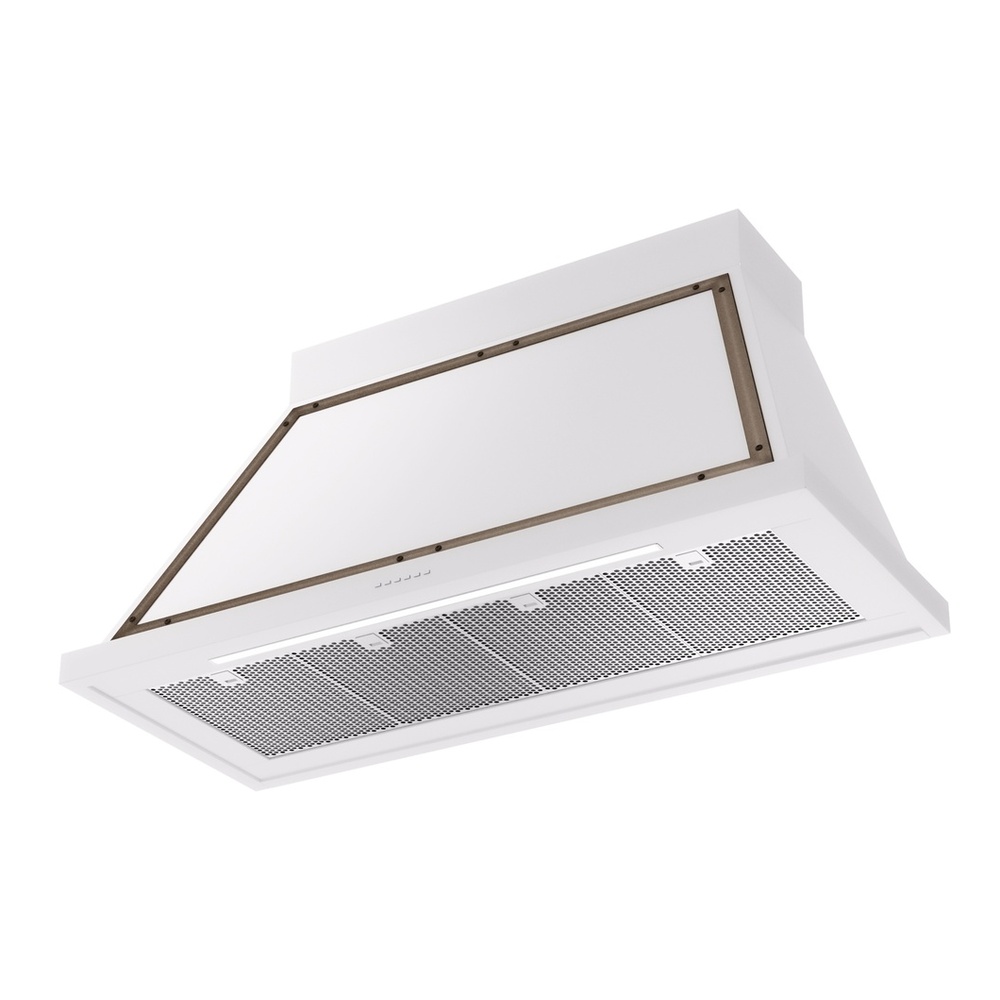 ILVE UANB48WHB Nostalgie II Noblesse 48 inch Range Hood with 600 CFM (White, Burnished) 3 ILVE UANB48WHB Nostalgie Noblesse 48" Range Hood, bottom angled view