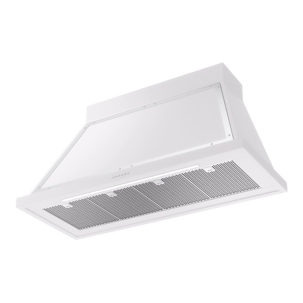 ILVE UANB48WHC Nostalgie II Noblesse 48 inch Range Hood with 600 CFM (White, Chrome) 3 ILVE UANB48WHC Nostalgie Noblesse 48" Range Hood, bottom angled view