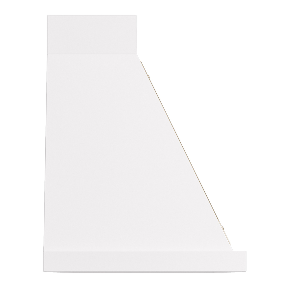 ILVE UANB48WHG Nostalgie II Noblesse 48 inch Range Hood with 600 CFM (White, Brass) 4 ILVE UANB48WHG Nostalgie Noblesse 48" Range Hood, side view