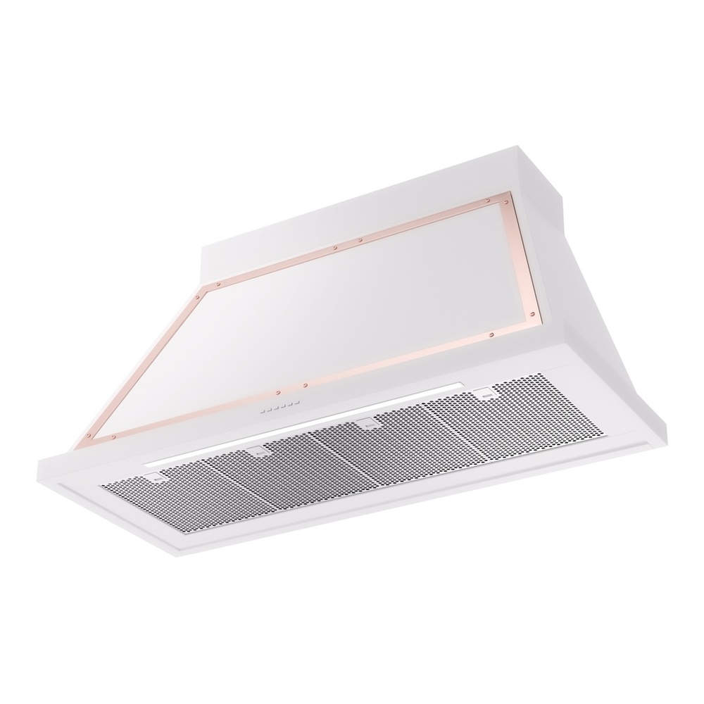 ILVE UANB48WHP Nostalgie II Noblesse 48 inch Range Hood with 600 CFM (White, Copper) 3 ILVE UANB48WHP Nostalgie Noblesse 48" Range Hood, bottom angled view
