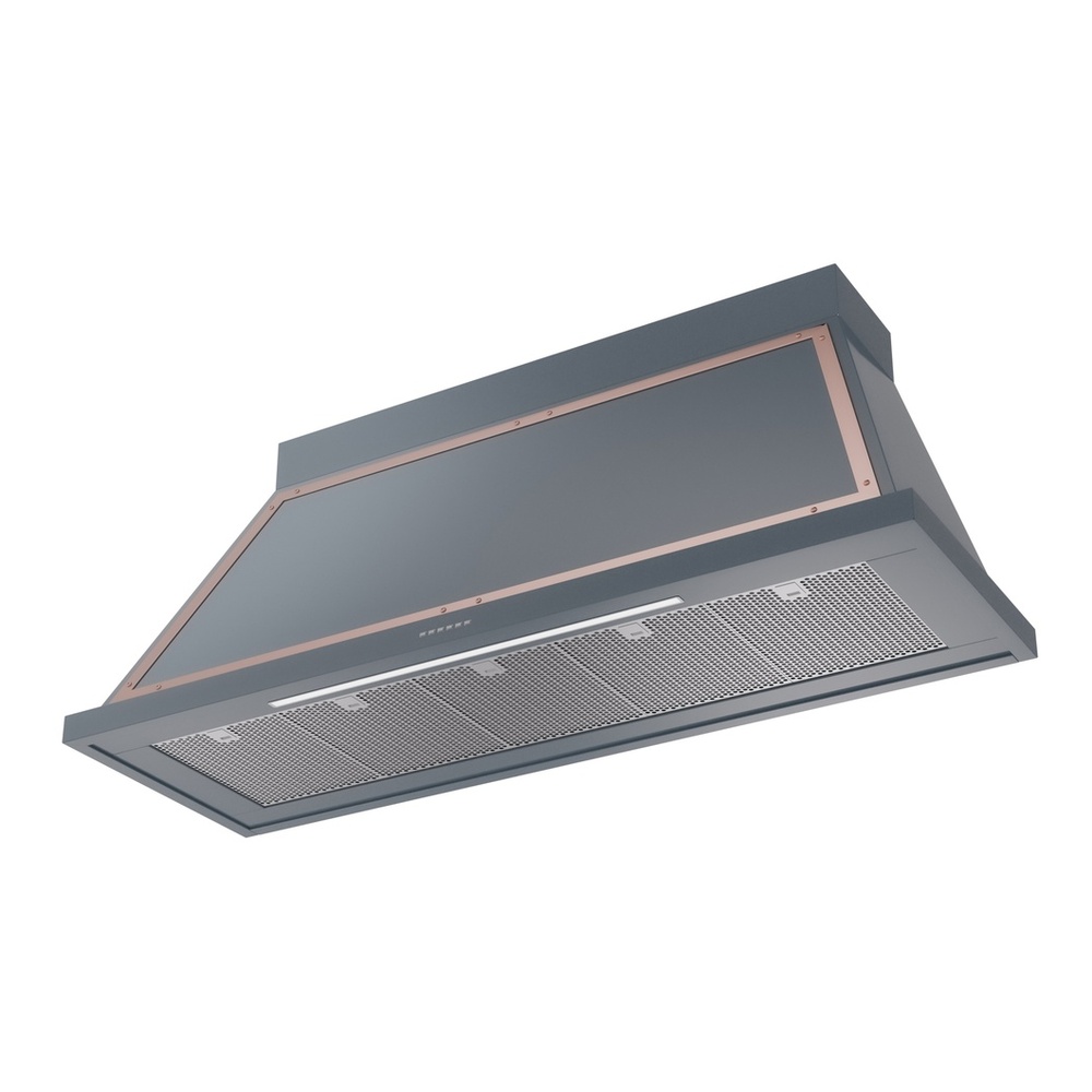 ILVE UANB60BGP Nostalgie II Noblesse 60 inch Range Hood with 600 CFM (Blue Grey, Copper) 3 ILVE UANB60BGP Nostalgie Noblesse 60" Range Hood, bottom angled view