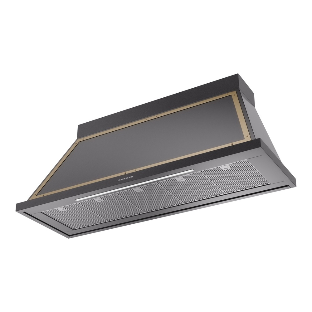 ILVE UANB60BKG Nostalgie II Noblesse 60 inch Range Hood with 600 CFM (Glossy Black, Brass) 3 ILVE UANB60BKG Nostalgie Noblesse 60" Range Hood, bottom angled view
