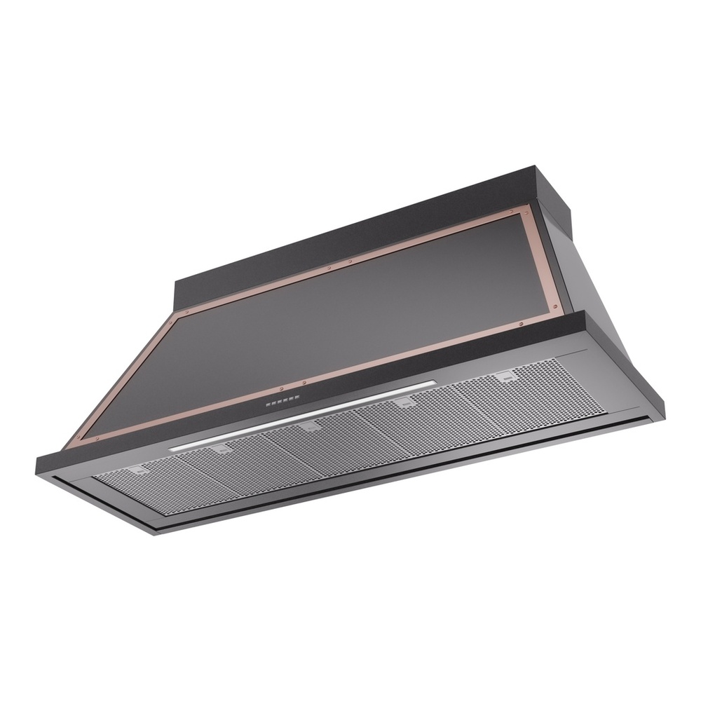 ILVE UANB60BKP Nostalgie II Noblesse 60 inch Range Hood with 600 CFM (Glossy Black, Copper) 3 ILVE UANB60BKP Nostalgie Noblesse 60" Range Hood, bottom angled view