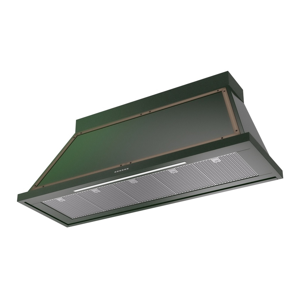 ILVE UANB60EGB Nostalgie II Noblesse 60 inch Range Hood with 600 CFM (Emerald Green, Burnished) 3 ILVE UANB60EGB Nostalgie Noblesse 60" Range Hood, bottom angled view