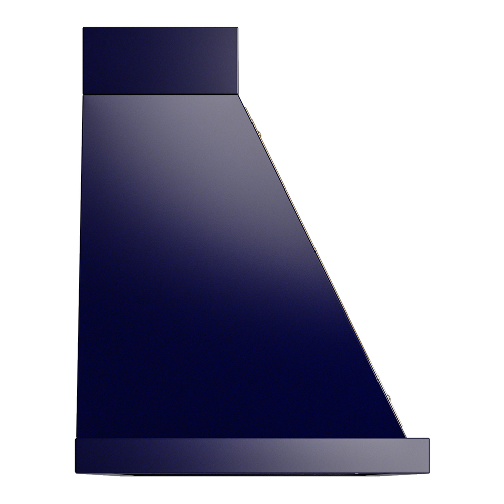 ILVE UANB60MBG Nostalgie II Noblesse 60 inch Range Hood with 600 CFM (Midnight Blue, Brass) 4 ILVE UANB60MBG Nostalgie Noblesse 60" Range Hood, side view